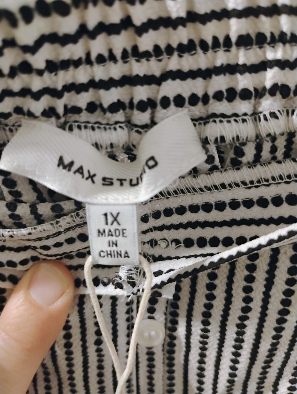 NWT $98 Max Studio Stripe White Black Midi Skirt Button Front - Picture 3 of 8